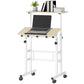 Stand Up Desk, Height & Angle Adjustable Computer Desk with Wheels for Standing or Sitting, Laptop Table, Natural