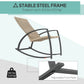 2 Pieces Wicker Patio Rocking Chair Set, Rattan Outdoor Rocking Chair Set with High Back, Armrests for Garden, Khaki
