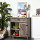 Rustic Barn Door Buffet Sideboard - Dark Oak