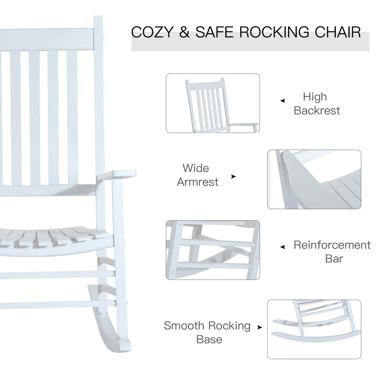 White Wooden Porch Rocking Armchair