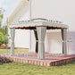 10' x 10' Outdoor Patio Gazebo, Double Soft-top Garden Shelter Tent with Curtains & Mesh Screen Drapes, Cream White