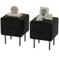 Modern Bedside Tables Set of 2, 2 Pieces Nightstands with 2 Storage Drawers and Steel Legs for Bedroom, Black Wood Grain