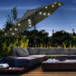 9ft Solar Patio Umbrella Outdoor Sunshade 24 LED Lights Tilt Canopy, Charcoal Grey