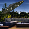 9ft Solar Patio Umbrella Outdoor Sunshade 24 LED Lights Tilt Canopy, Charcoal Grey