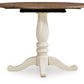 Wirloni - Round Dining Room Drop Leaf Table - Antique White / Brown