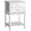 Sofa Side Table with Drawers and Shelf - White