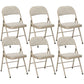 Set of 6 Metal Foldable Chairs, Faux Linen Padded Folding Chairs with Cushion Seat and Open Back for Indoor, Beige