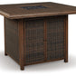 Paradise Trail - Square Bar Table w/Fire Pit - Medium Brown
