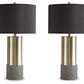 Jacek - Metal Table Lamp (Set of 2) - Gray / Brass Finish