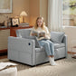 3‑in‑1 Convertible Sofa Bed, Pull Out Sleeper Sofa with USB Charging, Adjustable Backrest, Side Pockets, Light Grey
