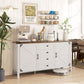59" Farmhouse Buffet Cabinet with Barn Doors - White