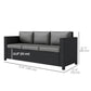 Deluxe 3 Seat Rattan Wicker Sofa Garden Outdoor Patio Furniture with Cushion, Grey