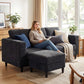 Sectional Sofa, L Shaped Couch with Changeable Chaise, Wooden Legs, Black