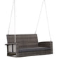 2-Person Patio Porch Swing Chair, Outdoor Rattan Hanging Bench with Cushion & 7.2 ft Steel Chains, Grey