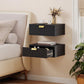 Floating Nightstand Set of 2 with Wave Drawer - Black