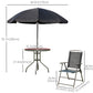 6 Pieces Outdoor Dining Set for 4 with Umbrella Patio Outdoor Furniture Set with Round Table 4 Folding Chairs Black