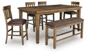 6 Pc. Table, 4 Stools, Bench