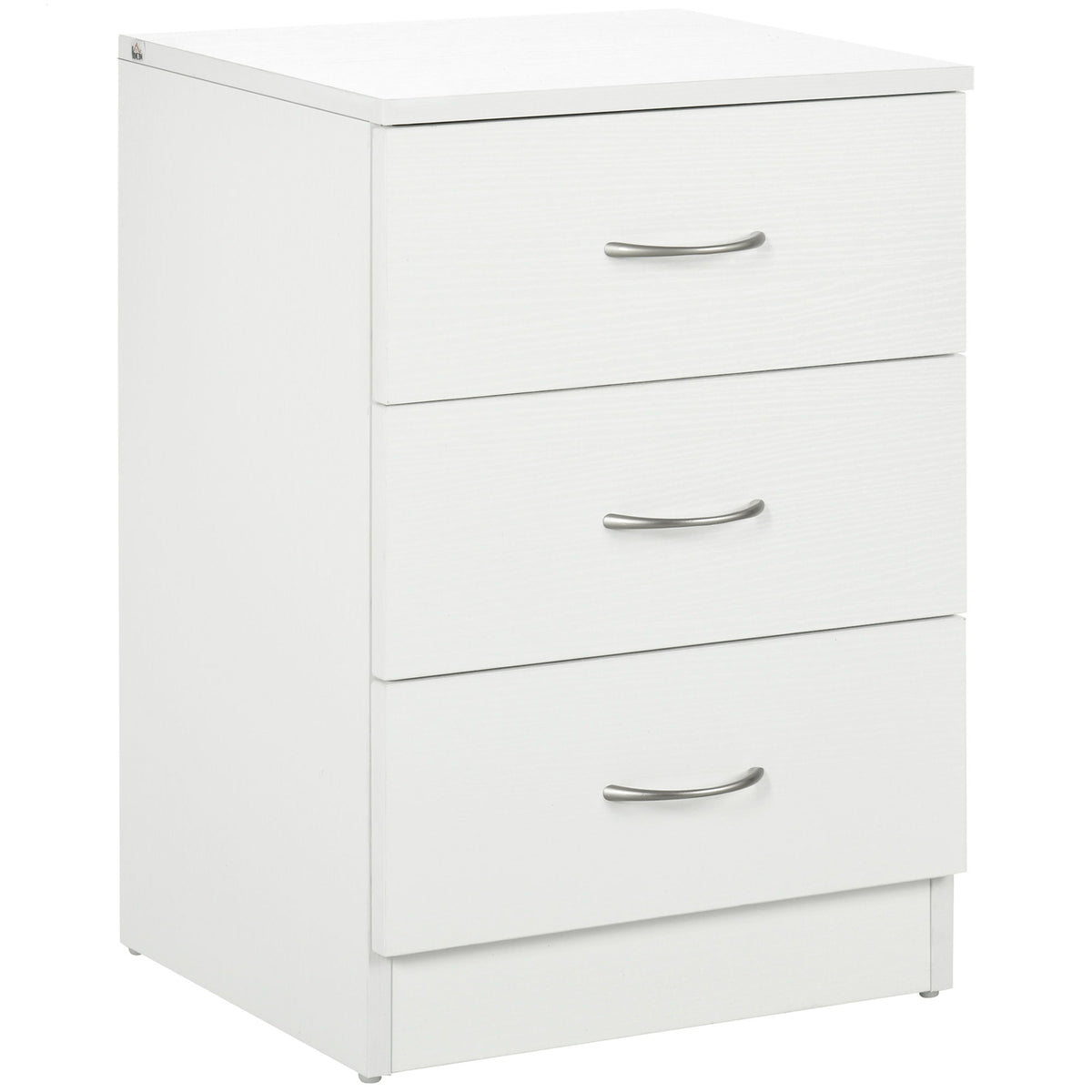Bedside Table with 3 Drawers, Modern Wood Nightstand, Side End Table for Bedroom, White