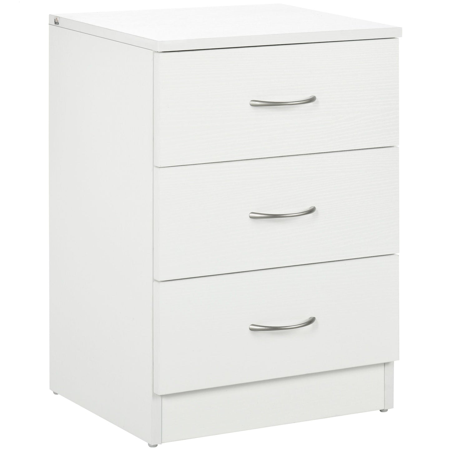 Bedside Table with 3 Drawers, Modern Wood Nightstand, Side End Table for Bedroom, White