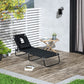 Folding Outdoor Lounge Chair, Portable Reclining Beach Lounger with Face Hole, Detachable Pillow, 4-Position Adjustable Backrest, For Patio, Garden, Poolside, Black