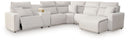 6 Pc. Power Reclining Sectional With RAF Press Back Power Chaise And Console