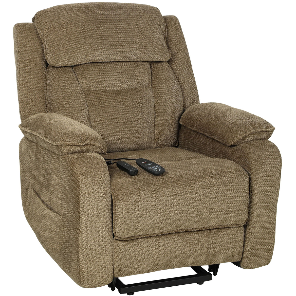 Power Recliner Chair with Massage, Electric Lift Chair for Elderly with Side Pockets, 2 Memory Positions, Remote, Brown