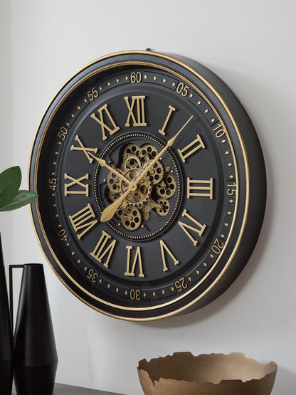 Dairton - Black / Gold Finish - Wall Clock - Forward Furniture