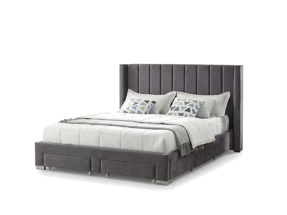 Sterling Velvet Platform Bed with Storage