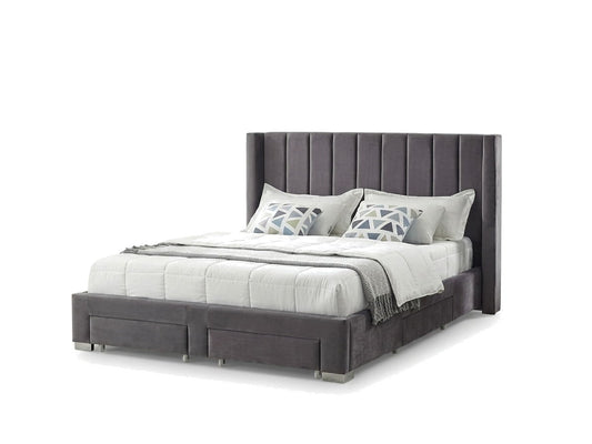 Sterling Velvet Platform Bed with Storage