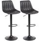 Counter Height Bar Stools Set of 2, Adjustable Height Bar Chairs with Swivel Seat, Leathaire Upholstery, Black