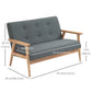 45" 2 Seat Sofa, Upholstered Two Seater Couch with Rubber Wood Legs for Bedroom, Living Room, Dark Grey