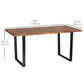 63" Kitchen Table, Industrial Dining Table with Wave-edged Tabletop and Steel Legs for Up to 6 People, Rustic Brown