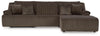 Top Tier - 3-Piece Sectional Reclining Sofa With Right-Arm Facing Press Back Chaise - Chocolate