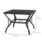 37" Square Outdoor Dining Table, Galvanized Steel Patio Table with 2" Umbrella Hole, Slatted Metal Top, Black