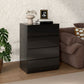 4 Drawer Cabinet, High Gloss Drawer Chest for Bedroom, Chest of Drawers with Metal Runners and Groove Handles, Black