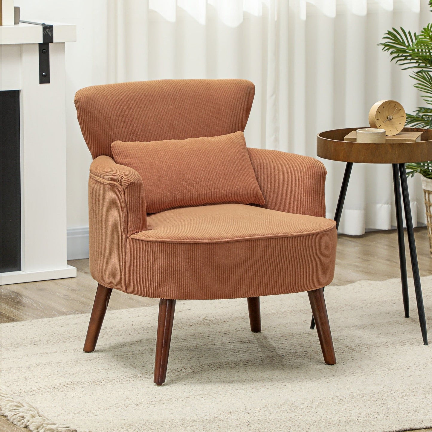 Upholstered Accent Chair with Lumbar Pillow - Orange