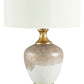 Tavisburg - Brown / White / Gold - Glass Table Lamp