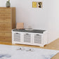 Upholstered Shoe Cabinet Storage Bench with Padded Cushion, with 3 drawer Enough Storage Space Bench Stool for Living Room Entryway Furniture, White