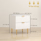 Bedside Table, Modern Nightstand with 2 Drawers, Side End Table with Metal Legs for Living Room, Bedroom, White