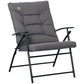 Foldable Lounge Chair, Fabric Upholstered Recliner, Outdoor Lounger with Armrest, Metal Frame for Backyard, Grey