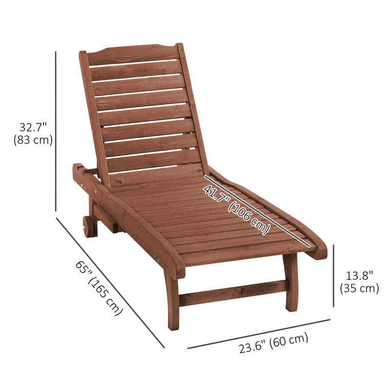 Wooden Adjustable Tanning Chair with Pull-Out Tray & Wheels