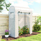 Mini Greenhouse, Portable Garden Green House with Roll-up Door and Mesh Windows, 6' x 2' x 6.6', White
