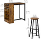 3 Piece Industrial Dining Table Set, Counter Height Bar Table & Stools Set with Storage Shelf, Rustic Brown/Black