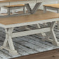 Purlaney - Antique White / Natural - Large Dining Room Bench - Forward Furniture