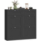 Shoe Cabinet with 2 Large Flip Drawers, Farmhouse Narrow Shoe Storage Cabinet with 2 Top Compartments, Black