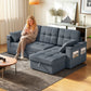 Convertible Sectional Sofa Bed, Pull Out Sleeper Sofa Couch with USB‑A+C, Chaise Storage, L-Shaped Futon Couch, Dark Grey