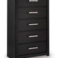 Shoralli - Five Drawer Chest - Black