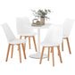 Round Dining Set for 4 with Pedestal Base - White
