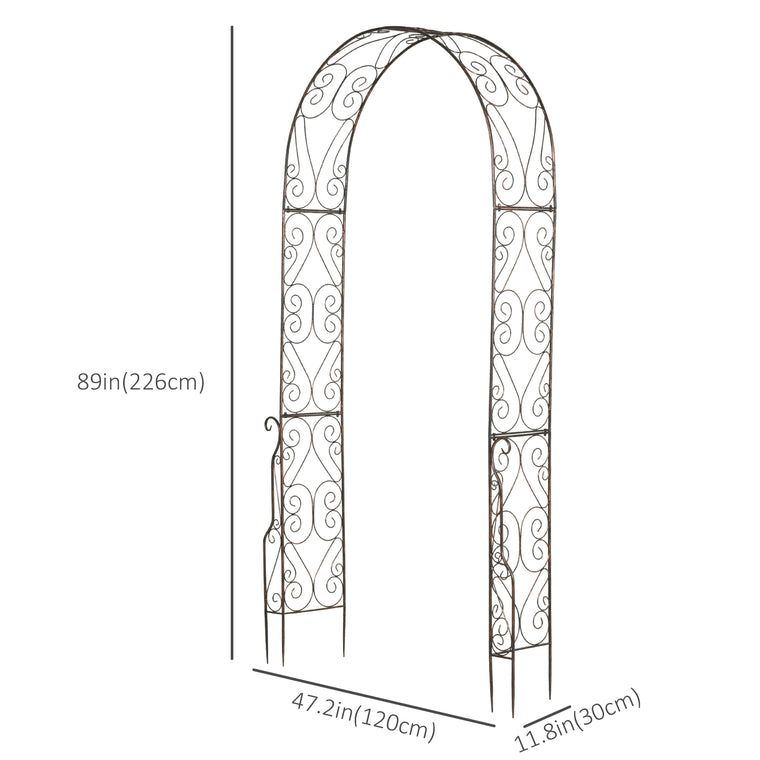 7.5ft Black Metal Garden Arch for Climbing Vine Plants