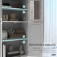 Modern Sideboard Cabinet, Freestanding Sideboards and Buffets with Glass Doors, 4-tier Shelving and Adjustable Shelves